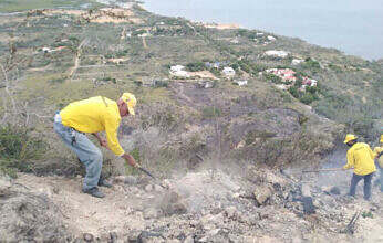 Bomberos forestales lograron extinguir incendio provocado por tendido eléctrico en Monte Cristi